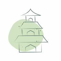 Icon Temple. related to Sakura Festival symbol. Color Spot Style. simple design editable. simple illustration vector