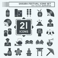 Icon Set Sakura Festival. related to Japan symbol. glyph style. simple design editable. simple illustration vector