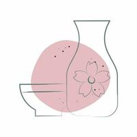 Icon Sake. related to Sakura Festival symbol. Color Spot Style. simple design editable. simple illustration vector