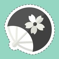 Sticker line cut Fan. related to Sakura Festival symbol. simple design editable. simple illustration vector