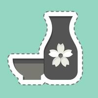 Sticker line cut Sake. related to Sakura Festival symbol. simple design editable. simple illustration vector