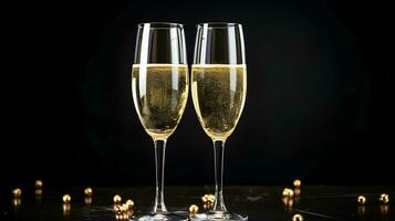 AI generated glass of champagne for new year's eve celebration photo