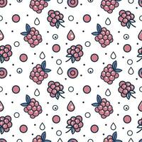 Seamless pattern with  berries. Vector background with blueberries, raspberries and blackberries.