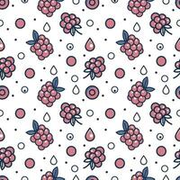 Seamless pattern with  berries. Vector background with blueberries, raspberries and blackberries.