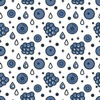Seamless pattern with  berries. Vector background with blueberries, raspberries and blackberries.