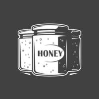 Jars of honey isolated on black background vector