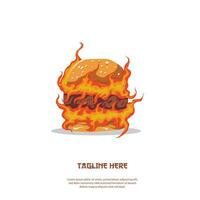 fire topping hamburger vector illustration