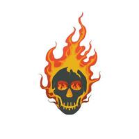 vector illustration of a skull head burning in flames