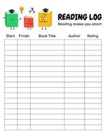 My reading chart. Reading journal printable page for tracking progress, motivation to read. Favorite book, author, rating. For motivating kids, literature classes, library, school education, book club vector