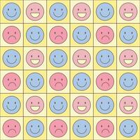 Pattern seamless of colorful emoticon kids retro. Printable for cloth and textile, fabric, texture pattern, wallpaper, cover book. vector