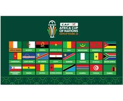 lata Marfil costa taza 2023 banderas países equipos africano taza de naciones fútbol americano diseño vector