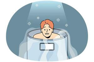 Man in reservoir undergo cryotherapy vector