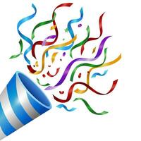 Exploding Popper with Colorful Confetti Isolated, Suitable For Birthday Party, Anniversary Party, and Other Celebrations, Vector Illustration