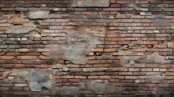 AI generated Background of a brick wall that is fragile and ancient photo