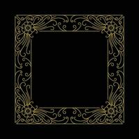 Vintage Square Royal Border Frame with Art Deco Flower Ornaments vector