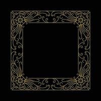 Vintage Square Royal Border Frame with Art Deco Flower Ornaments vector