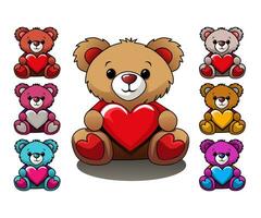 san valentin día vector antecedentes con un osito de peluche oso con corazones para pancartas, tarjetas, volantes, social medios de comunicación fondos de pantalla, etc. vector ilustración