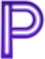 neon ljus alfabet brev p png