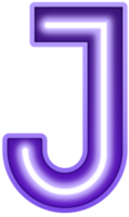 neon ljus alfabet brev j png