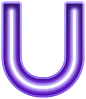 neon ljus alfabet brev u png