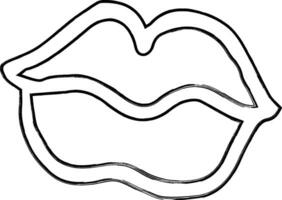 Lips doodle valentines day decoration and design. vector