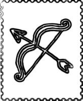 Stamp with bow and arrow doodle valentines day. vector