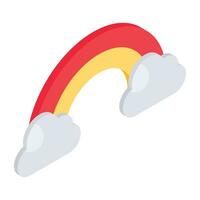 An eye catching icon of rainbow, isometric style vector