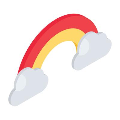 An eye catching icon of rainbow, isometric style