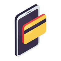 Mobile card payment icon in trendy vector design