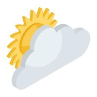 A unique design icon of partly sunny day vector