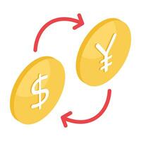 un icono de diseño editable de cambio de moneda vector