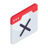 Editable design icon of wrong website vector