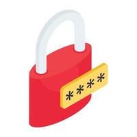 An isometric design icon of password lock vector