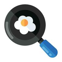 A flat design icon of fried egg vector