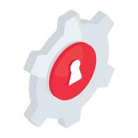 Shield inside gear, icon of security setting vector