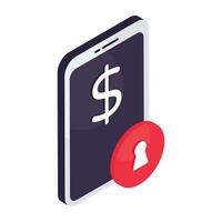 Editable design icon of secure mobile money vector