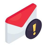 Conceptual isometric design icon of mail error vector