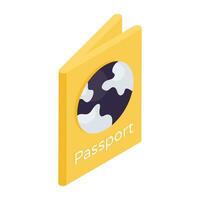 A isometric design icon of passport, editable vector