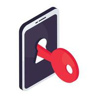 Conceptual isometric design icon of mobile access vector