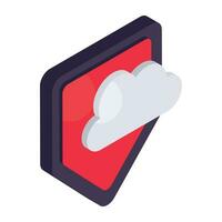 Conceptual isometric design icon of cloud security vector