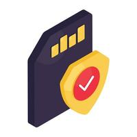 A creative design icon of secure sim card vector