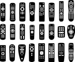 Remote Control Silhouette, Tv Remote Icons isolated on white background vector