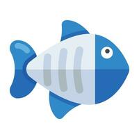Fish icon in flat design, modifiable vector