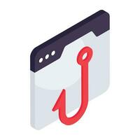 Conceptual isometric design icon of web phishing vector