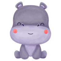 carino ippopotamo animale acquerello png