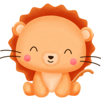 Cute Lion Animal Watercolor png