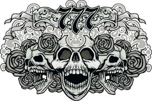 Signo gótico con calavera, camisetas de diseño vintage grunge vector