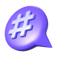 hashtag 3d ilustração ícone png