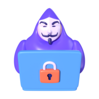 hacker, 3d, ilustración, icono png