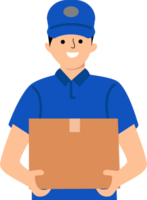 delivery courier man holding box package png